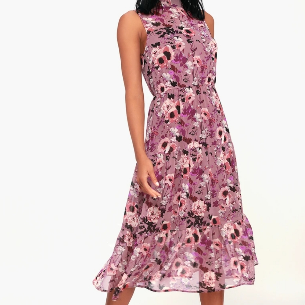 Lulu's Mauve Floral print dress